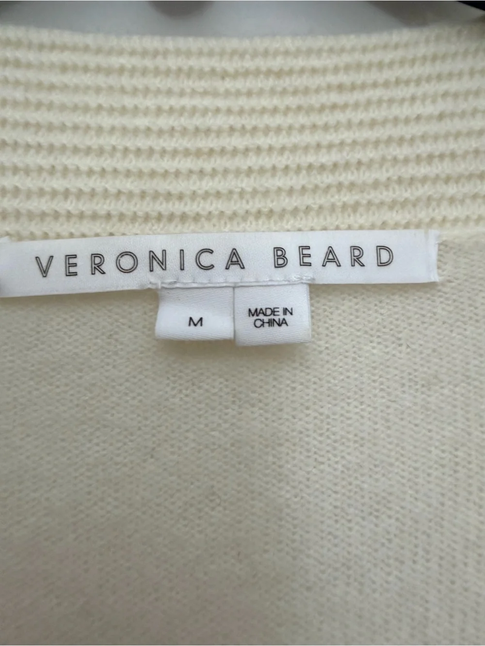 Veronica Beard Preta V Neck Sweater Size Medium Cashmere Relaxed Fit Ivory